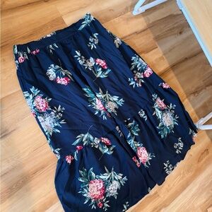 Banana Republic Navy Floral Maxi Skirt
